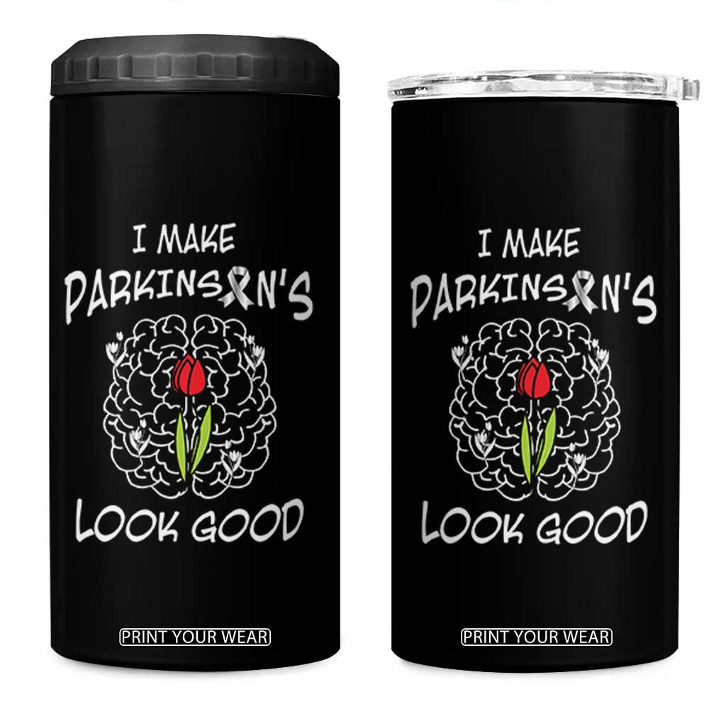 Parkinson's Warrior 4 in 1 Can Cooler Tumbler I Make Parkinsons Look Good Tulip TS02 One Size: 16 oz Black Print Your Wear