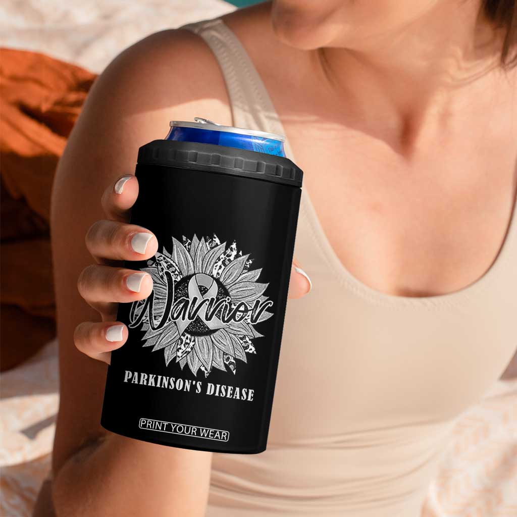 Parkinson's Warrior 4 in 1 Can Cooler Tumbler Silver Ribbon Sunflower Support Awareness TS02 Print Your Wear