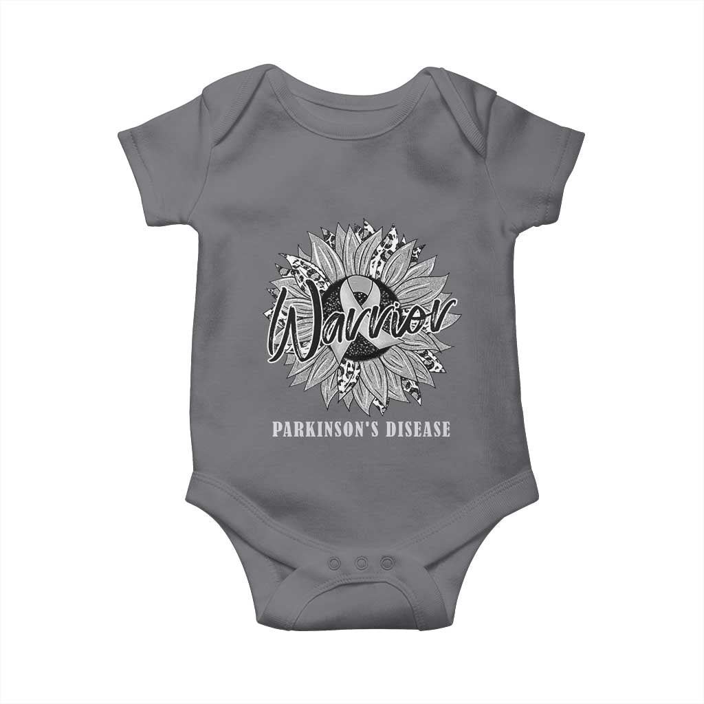 Parkinson's Warrior Baby Onesie Silver Ribbon Sunflower Support Awareness TS02 Charcoal Print Your Wear