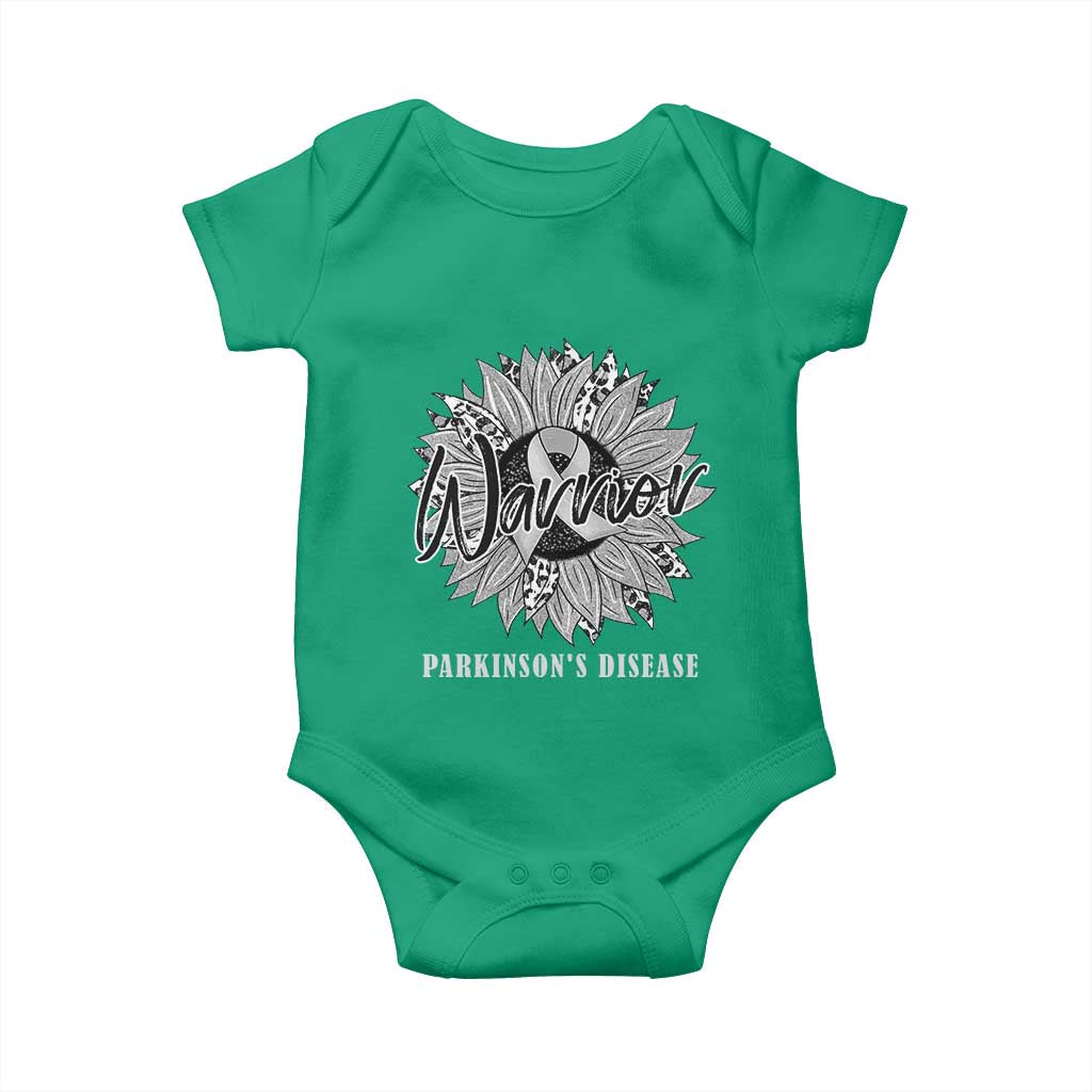 Parkinson's Warrior Baby Onesie Silver Ribbon Sunflower Support Awareness TS02 Irish Green Print Your Wear