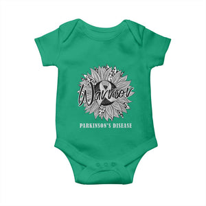 Parkinson's Warrior Baby Onesie Silver Ribbon Sunflower Support Awareness TS02 Irish Green Print Your Wear
