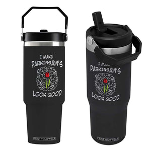 Parkinson's Warrior Flip Straw Tumbler I Make Parkinsons Look Good Tulip TS02 One Size: 30 oz Black Print Your Wear