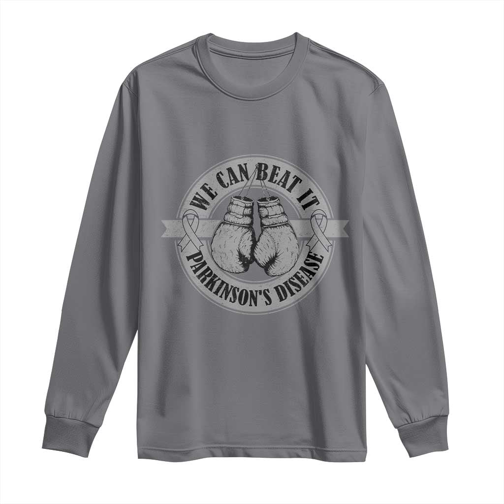 Parkinson's Warrior Long Sleeve Shirt We Can Beat It Boxing Fight Against Parkinsons TS02 Charcoal Print Your Wear