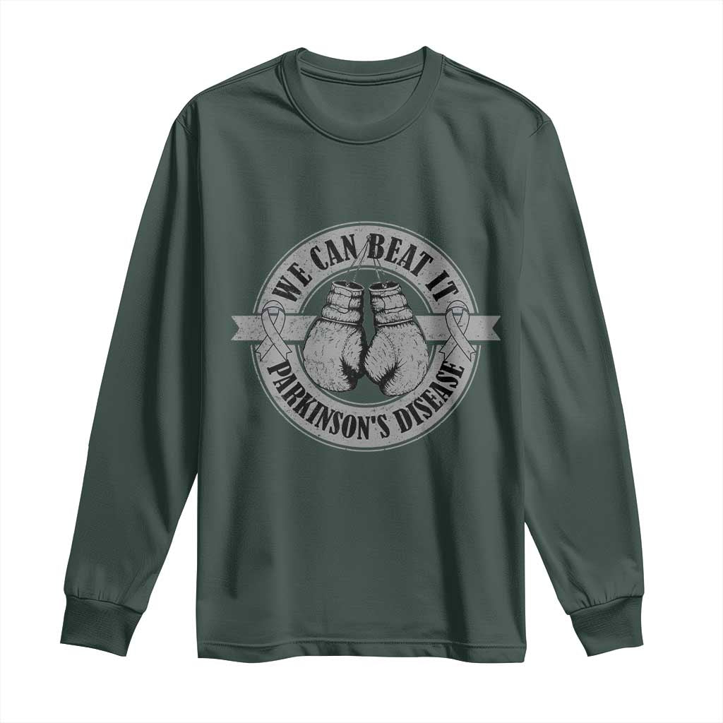 Parkinson's Warrior Long Sleeve Shirt We Can Beat It Boxing Fight Against Parkinsons TS02 Dark Forest Green Print Your Wear