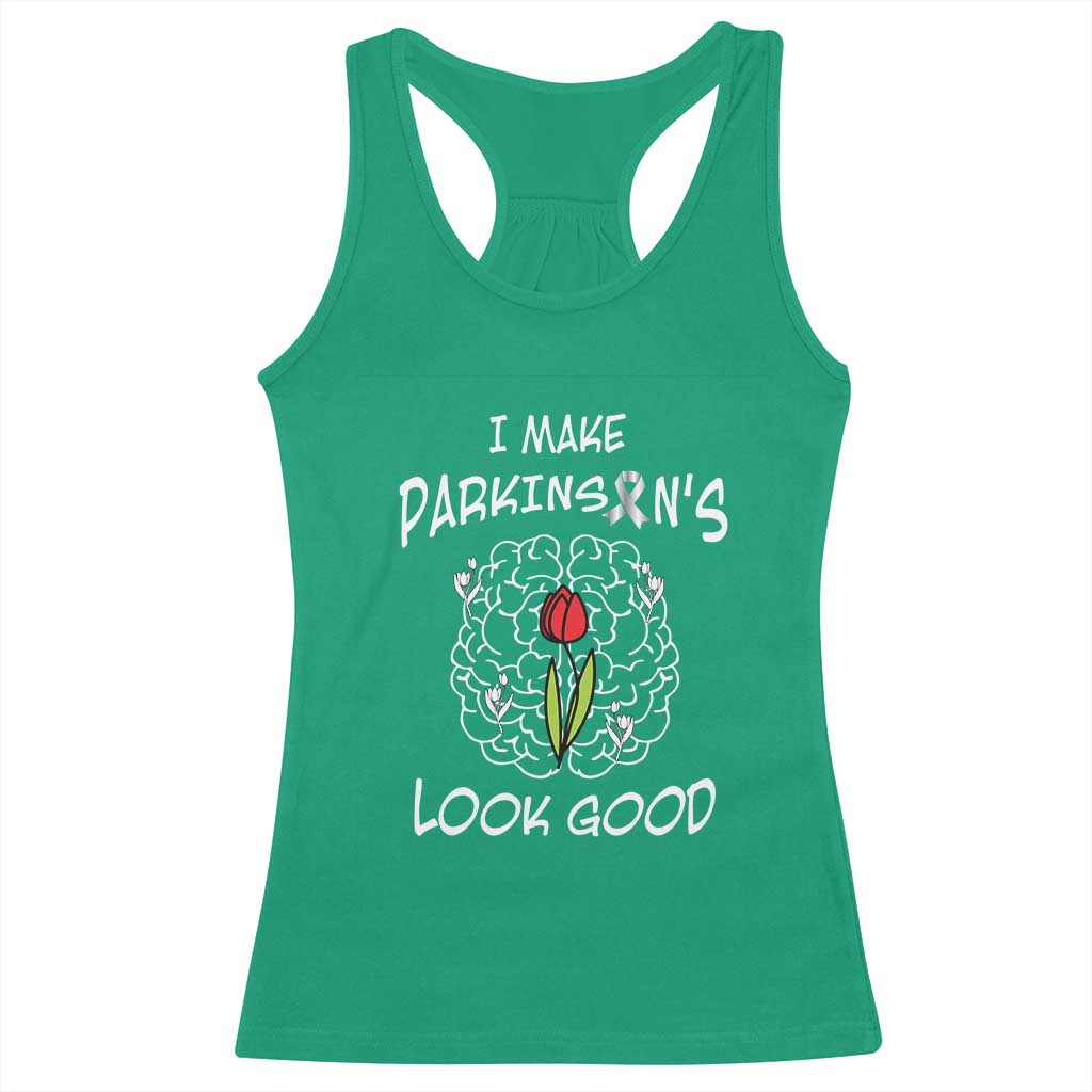 Parkinson's Warrior Racerback Tank Top I Make Parkinsons Look Good Tulip TS02 Irish Green Print Your Wear