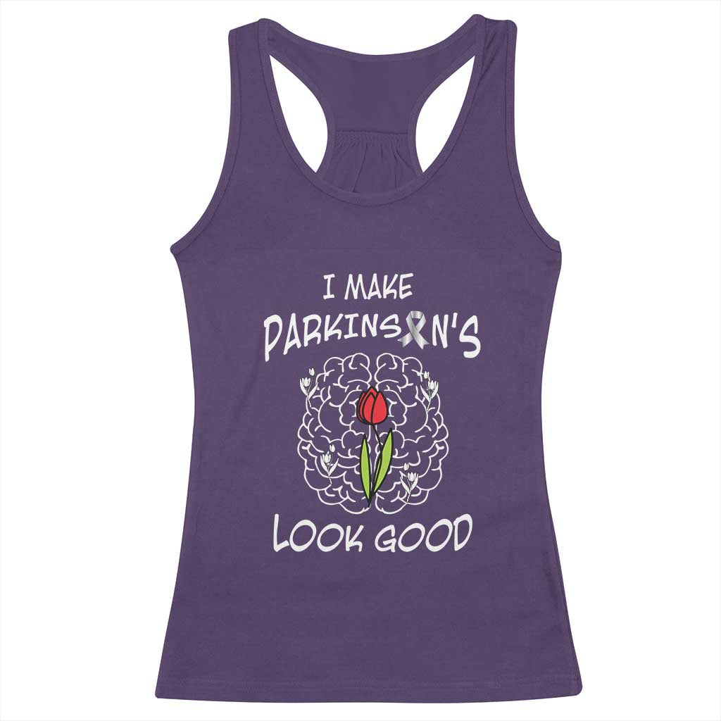 Parkinson's Warrior Racerback Tank Top I Make Parkinsons Look Good Tulip TS02 Purple Print Your Wear