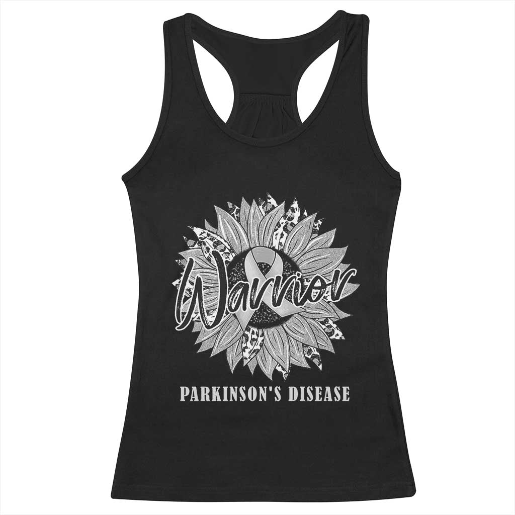 Parkinson's Warrior Racerback Tank Top Silver Ribbon Sunflower Support Awareness TS02 Black Print Your Wear