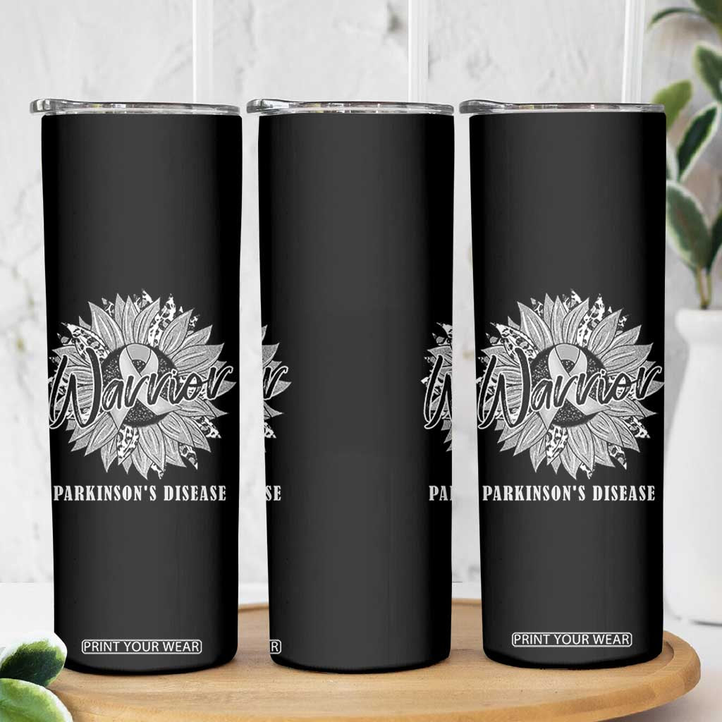 Parkinson's Warrior Skinny Tumbler Silver Ribbon Sunflower Support Awareness TS02 Print Your Wear
