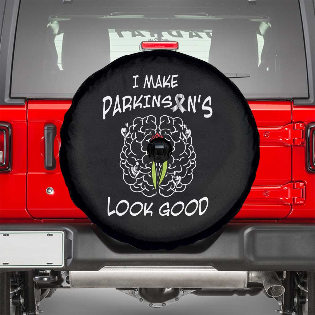 Parkinson's Warrior Spare Tire Cover I Make Parkinsons Look Good Tulip TS02 Black Print Your Wear