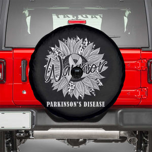 Parkinson's Warrior Spare Tire Cover Silver Ribbon Sunflower Support Awareness TS02 Black Print Your Wear