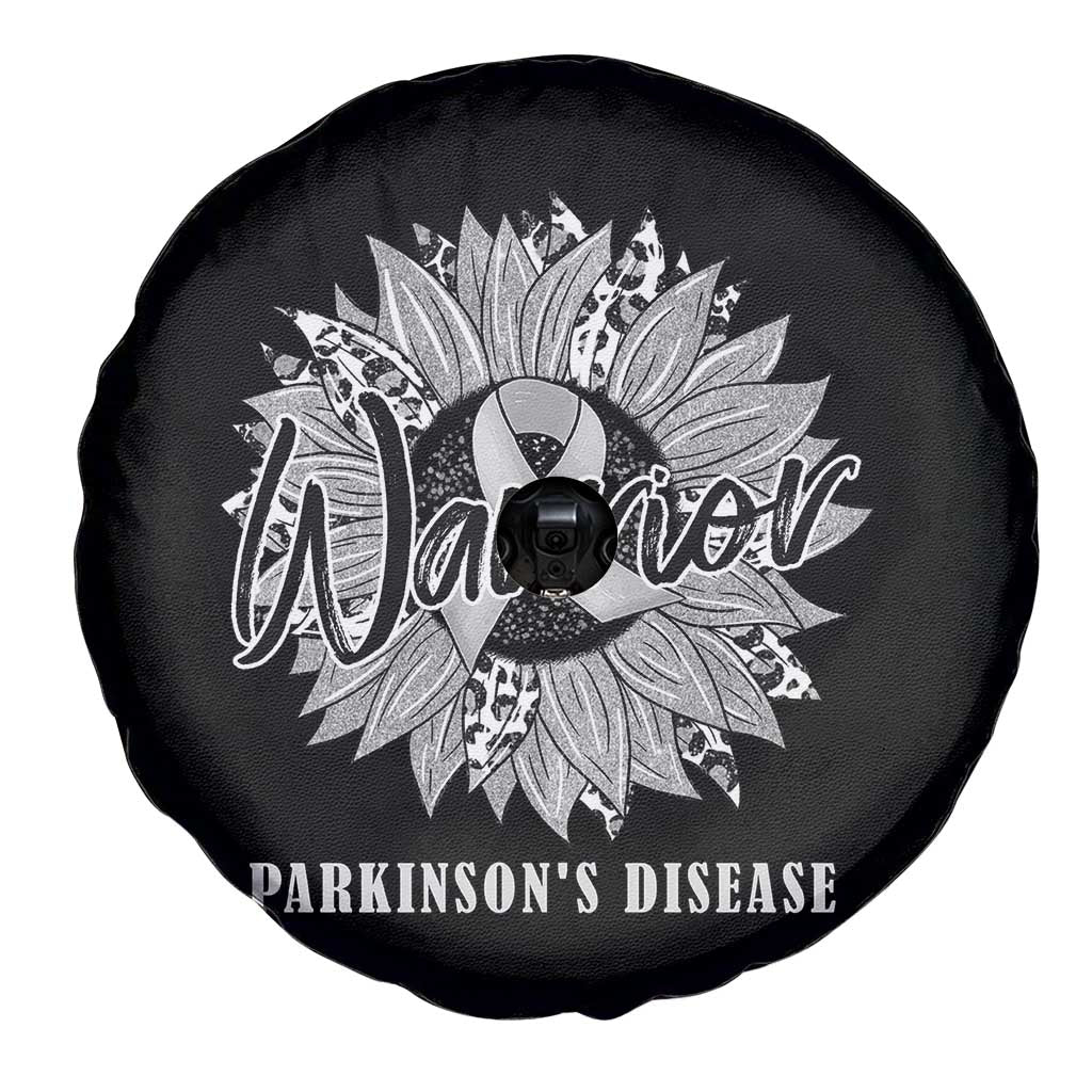 Parkinson's Warrior Spare Tire Cover Silver Ribbon Sunflower Support Awareness TS02 Print Your Wear