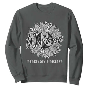Parkinson's Warrior Sweatshirt Silver Ribbon Sunflower Support Awareness TS02 Dark Heather Print Your Wear