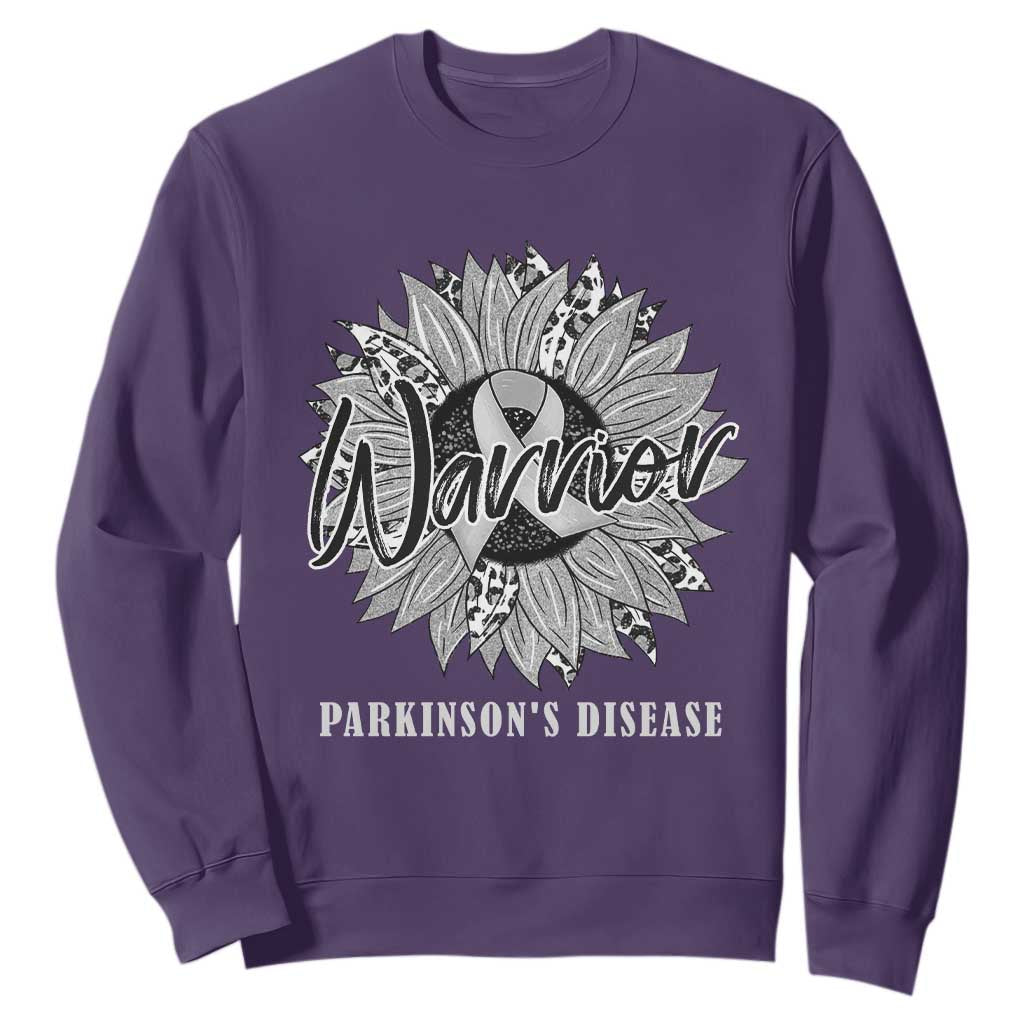 Parkinson's Warrior Sweatshirt Silver Ribbon Sunflower Support Awareness TS02 Purple Print Your Wear