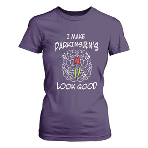 Parkinson's Warrior T Shirt For Women I Make Parkinsons Look Good Tulip TS02 Purple Print Your Wear
