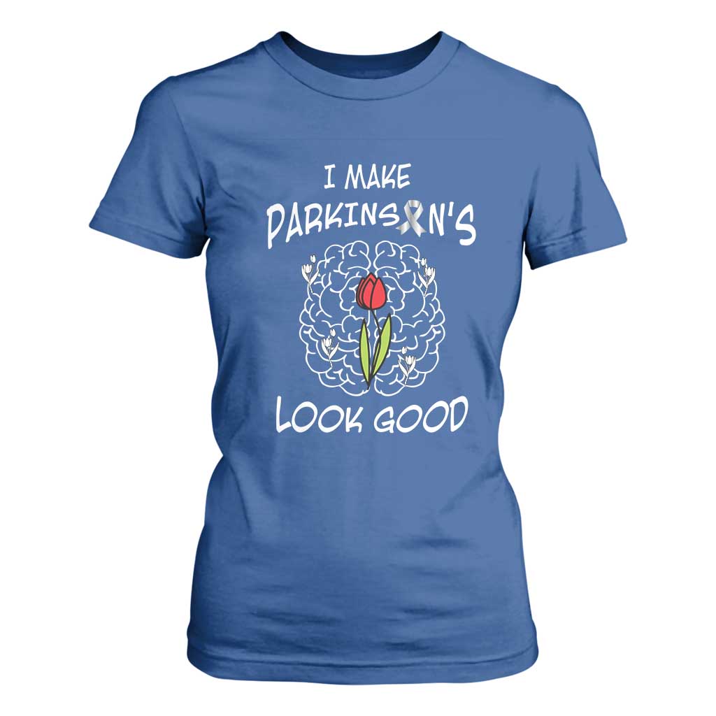 Parkinson's Warrior T Shirt For Women I Make Parkinsons Look Good Tulip TS02 Royal Blue Print Your Wear