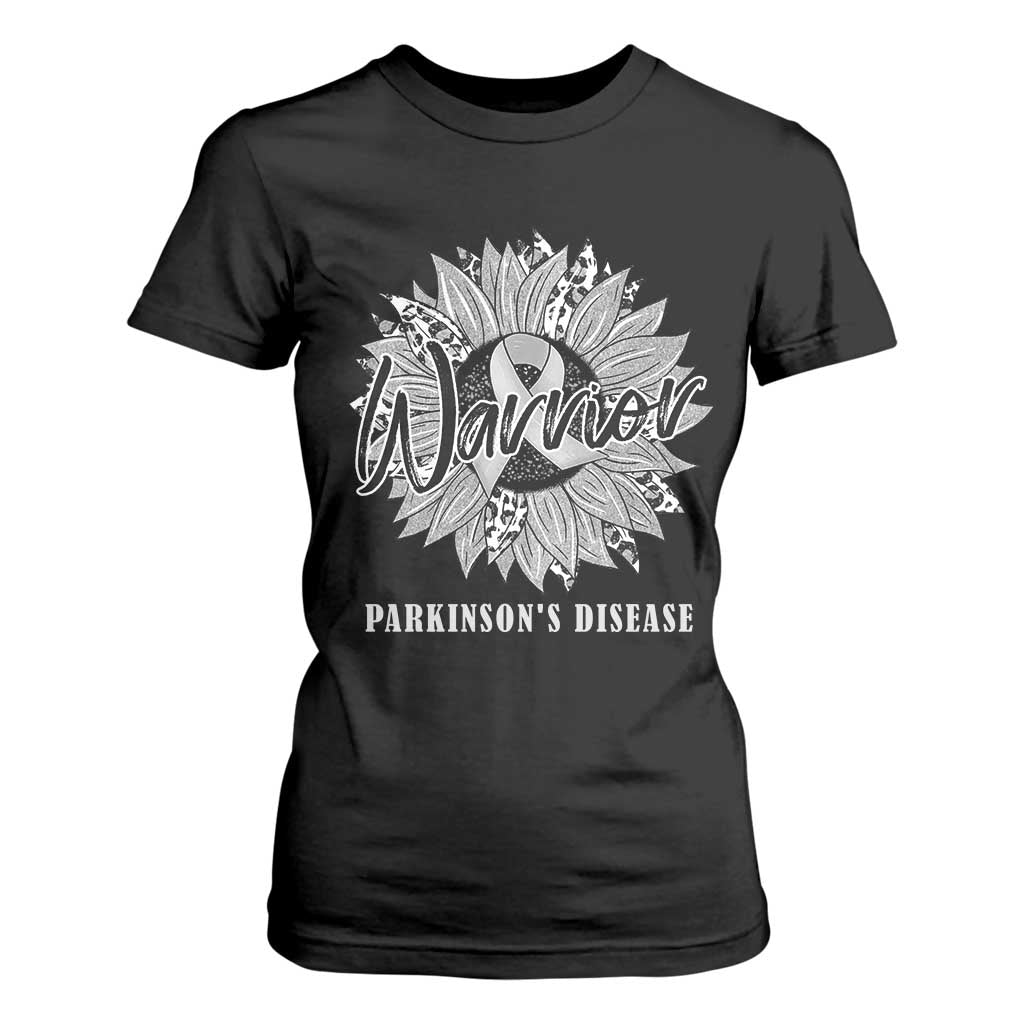 Parkinson's Warrior T Shirt For Women Silver Ribbon Sunflower Support Awareness TS02 Black Print Your Wear