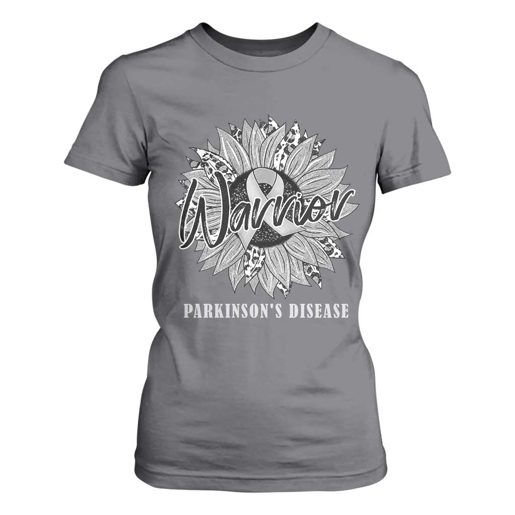 Parkinson's Warrior T Shirt For Women Silver Ribbon Sunflower Support Awareness TS02 Charcoal Print Your Wear