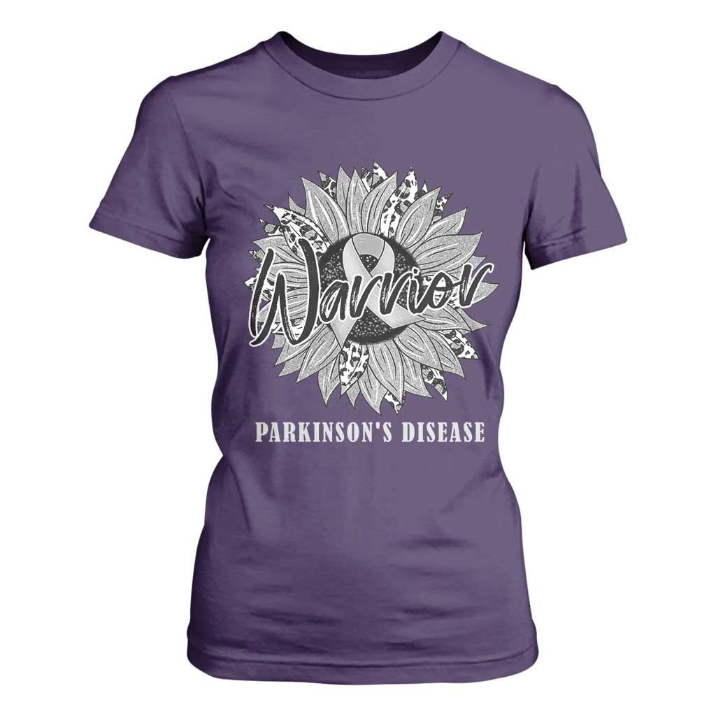 Parkinson's Warrior T Shirt For Women Silver Ribbon Sunflower Support Awareness TS02 Purple Print Your Wear
