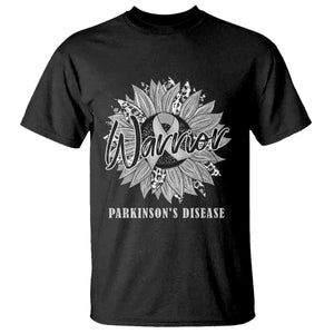 Parkinson's Warrior T Shirt Silver Ribbon Sunflower Support Awareness TS02 Black Print Your Wear
