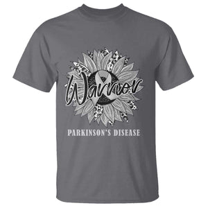 Parkinson's Warrior T Shirt Silver Ribbon Sunflower Support Awareness TS02 Charcoal Print Your Wear