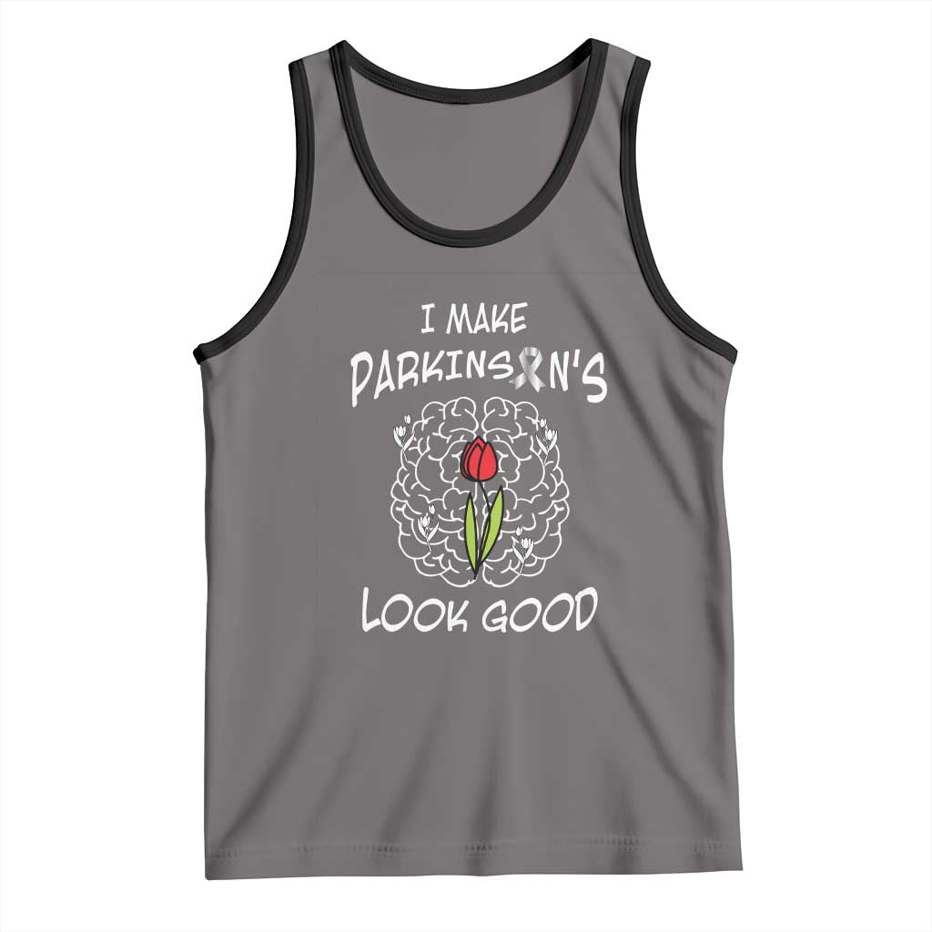 Parkinson's Warrior Tank Top I Make Parkinsons Look Good Tulip TS02 Deep Heather Black Print Your Wear