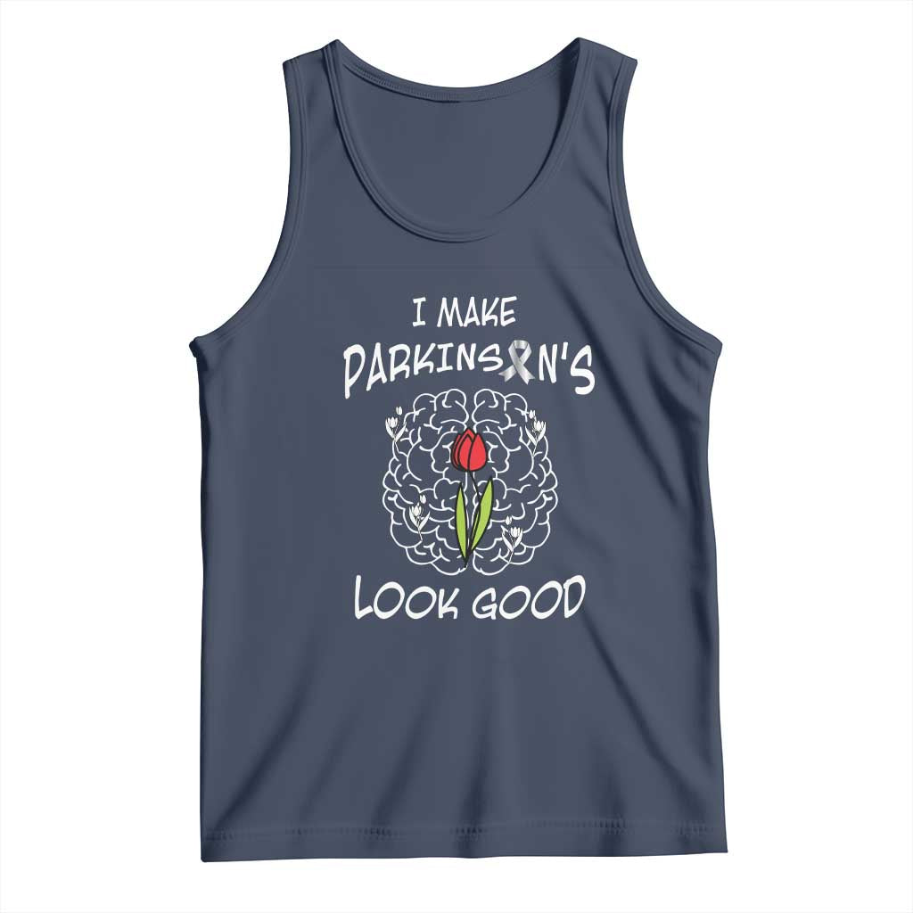 Parkinson's Warrior Tank Top I Make Parkinsons Look Good Tulip TS02 Navy Print Your Wear