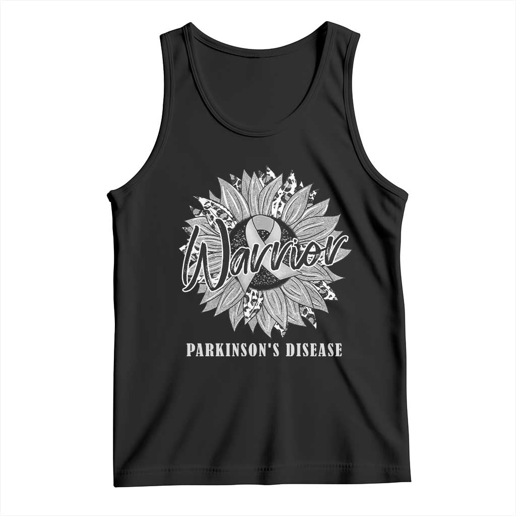Parkinson's Warrior Tank Top Silver Ribbon Sunflower Support Awareness TS02 Black Print Your Wear