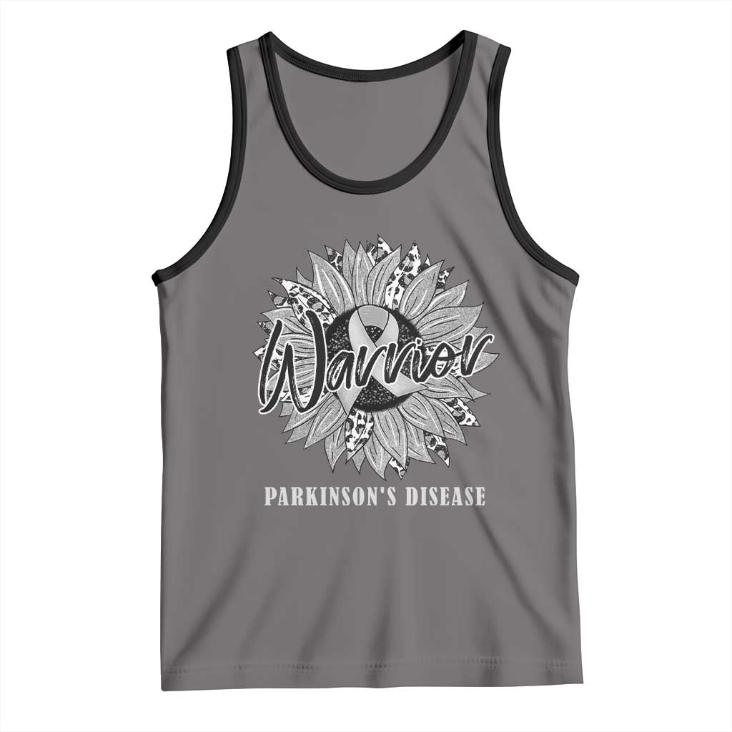 Parkinson's Warrior Tank Top Silver Ribbon Sunflower Support Awareness TS02 Deep Heather Black Print Your Wear