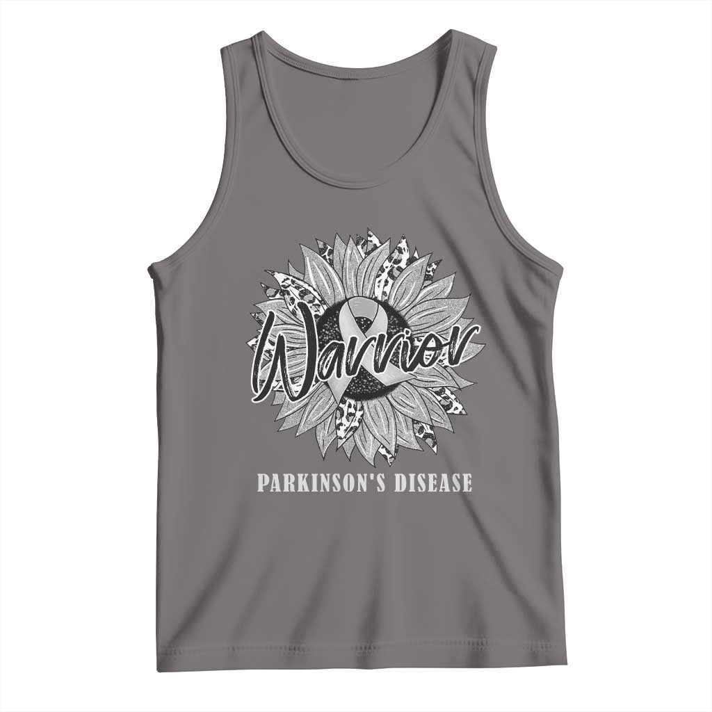 Parkinson's Warrior Tank Top Silver Ribbon Sunflower Support Awareness TS02 Deep Heather Print Your Wear