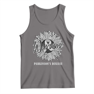 Parkinson's Warrior Tank Top Silver Ribbon Sunflower Support Awareness TS02 Deep Heather Print Your Wear