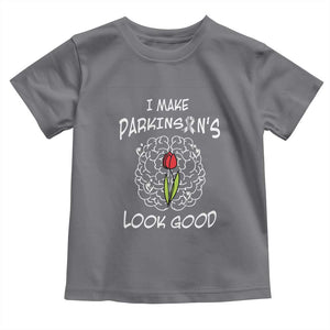 Parkinson's Warrior Toddler T Shirt I Make Parkinsons Look Good Tulip TS02 Charcoal Print Your Wear
