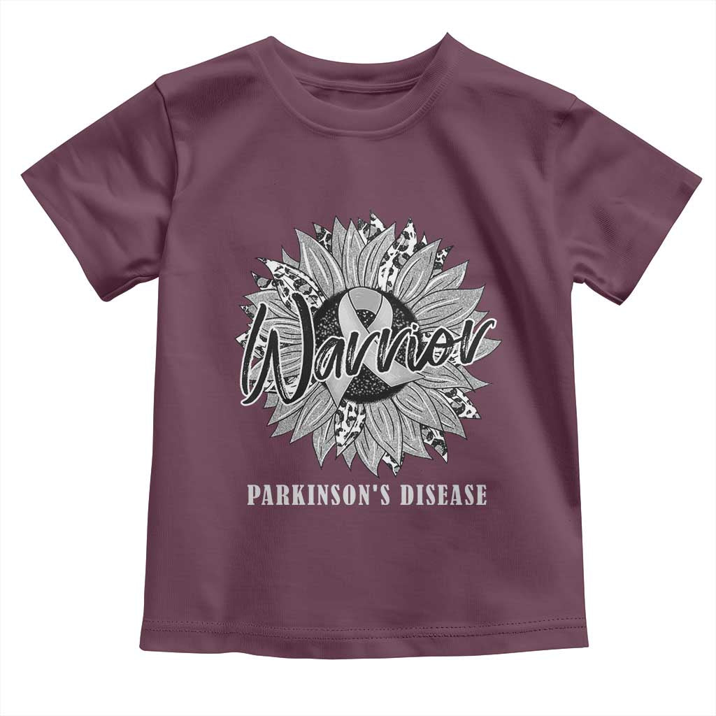 Parkinson's Warrior Toddler T Shirt Silver Ribbon Sunflower Support Awareness TS02 Maroon Print Your Wear
