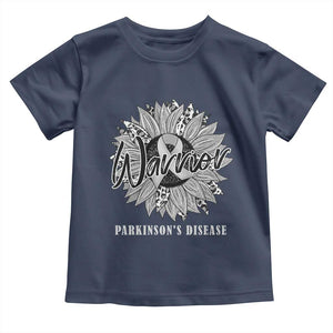 Parkinson's Warrior Toddler T Shirt Silver Ribbon Sunflower Support Awareness TS02 Navy Print Your Wear