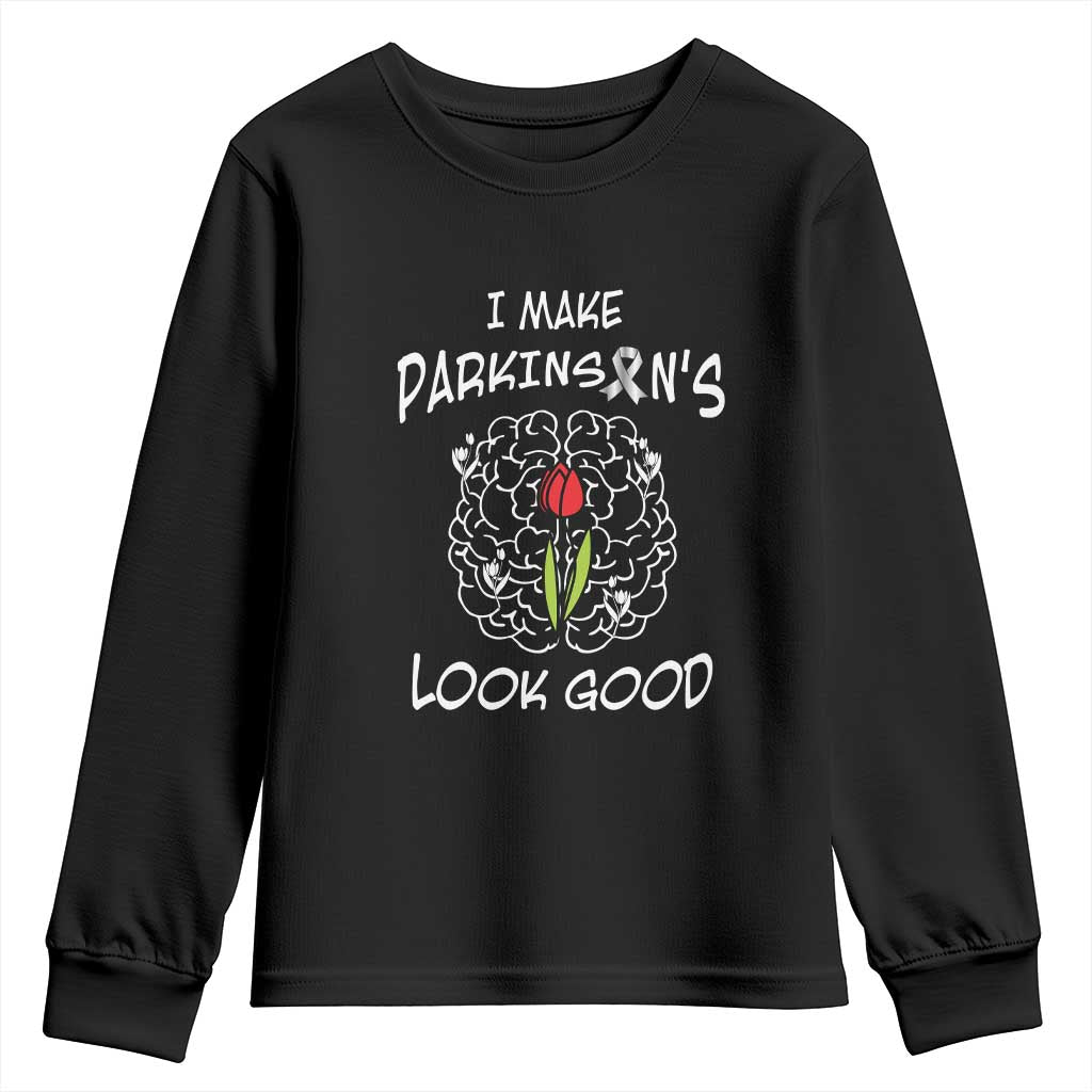 Parkinson's Warrior Youth Sweatshirt I Make Parkinsons Look Good Tulip TS02 Black Print Your Wear