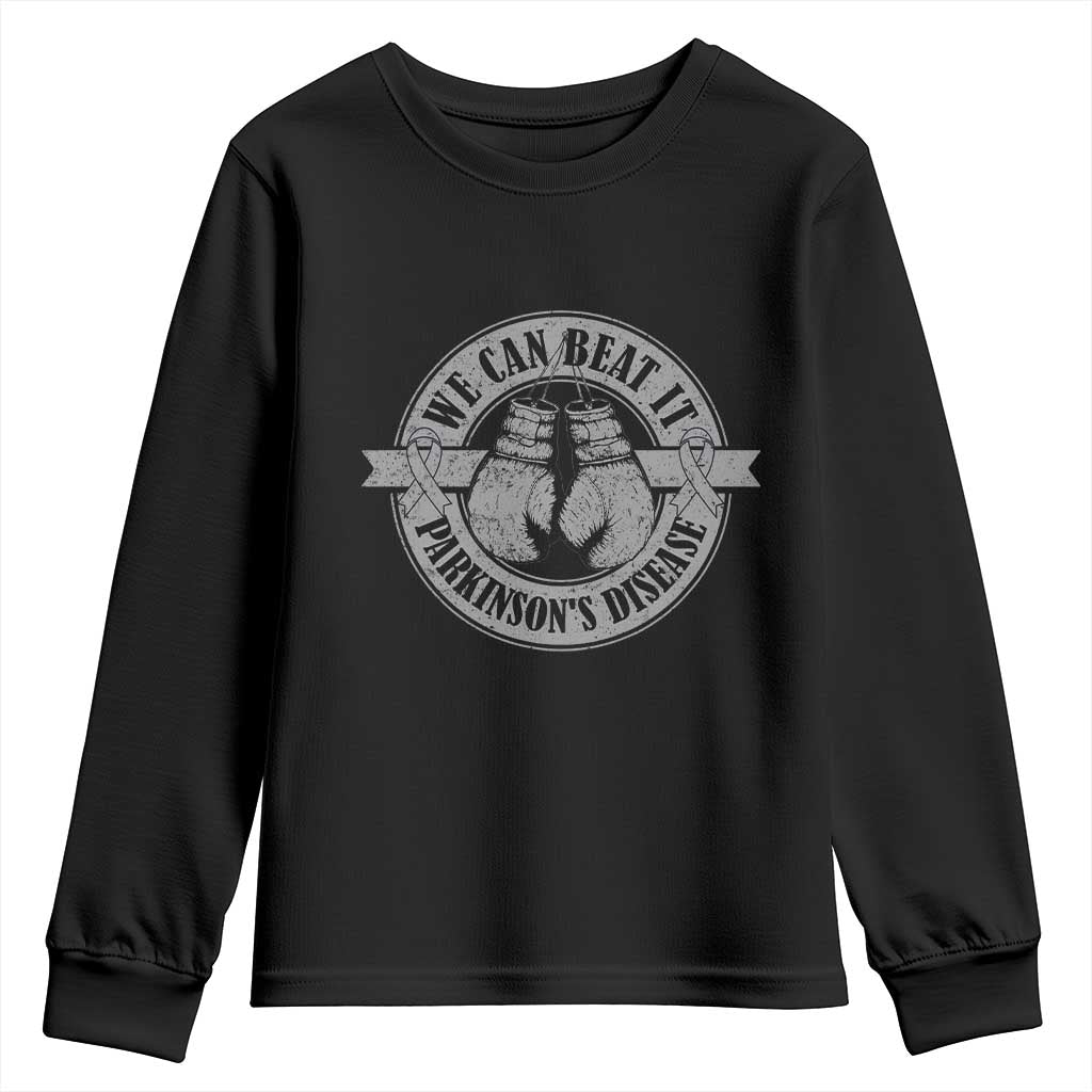 Parkinson's Warrior Youth Sweatshirt We Can Beat It Boxing Fight Against Parkinsons TS02 Black Print Your Wear
