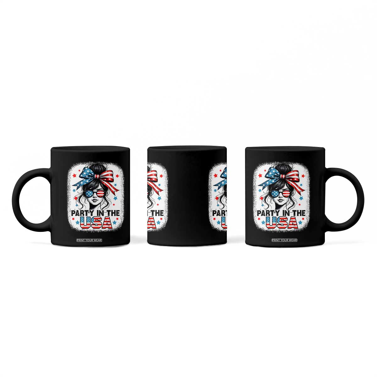 Party In USA Girls 4th of July Coffee Mug Messy Bun USA TS10 Print Your Wear