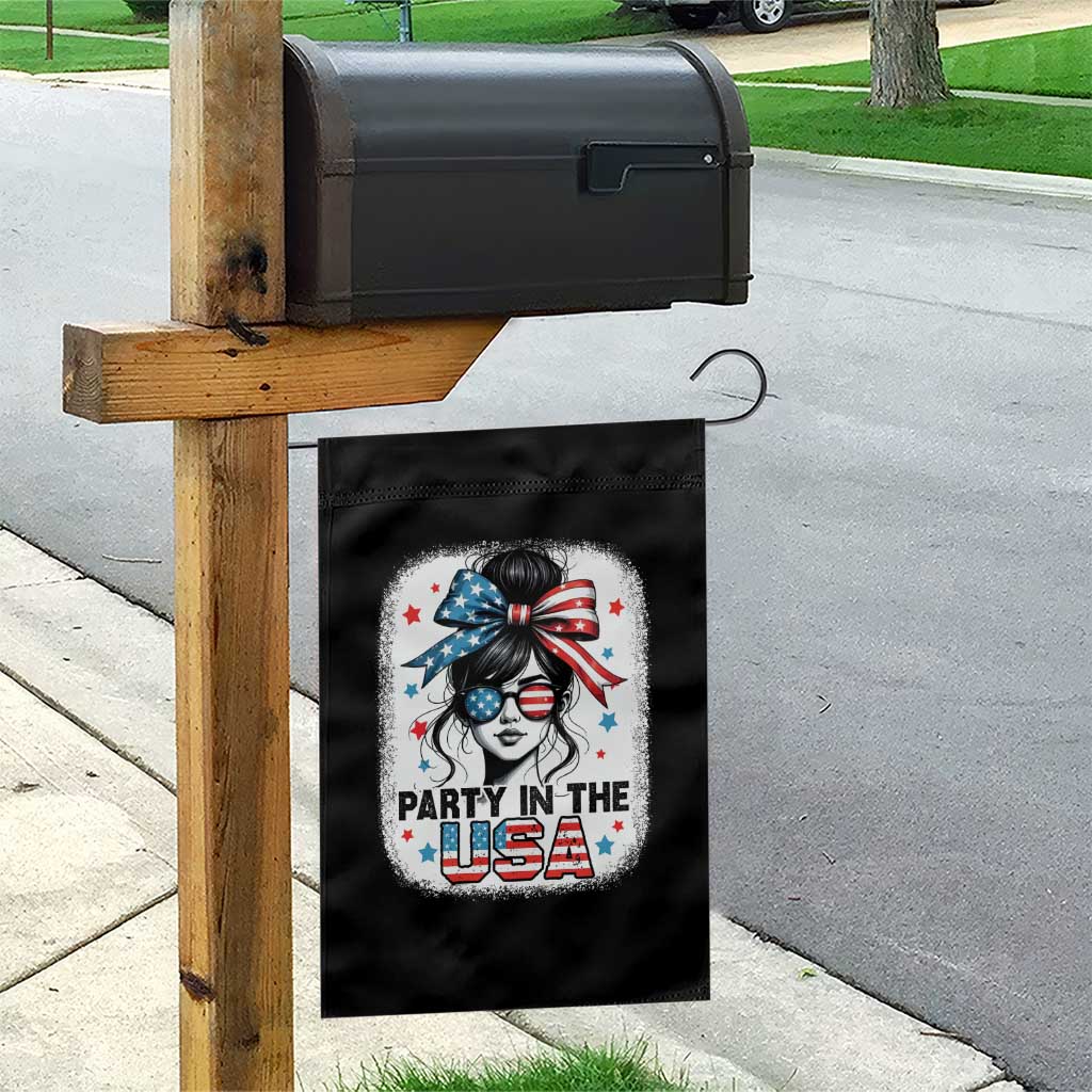 Party In USA Girls 4th of July Garden Flag Messy Bun USA TS10 Print Your Wear