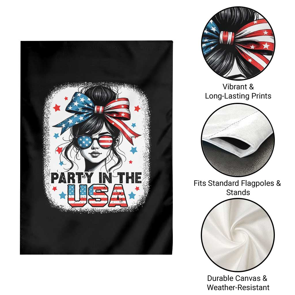 Party In USA Girls 4th of July Garden Flag Messy Bun USA TS10 Print Your Wear
