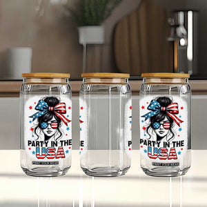 Party In USA Girls 4th of July Glass Can Messy Bun USA TS10 Print Your Wear