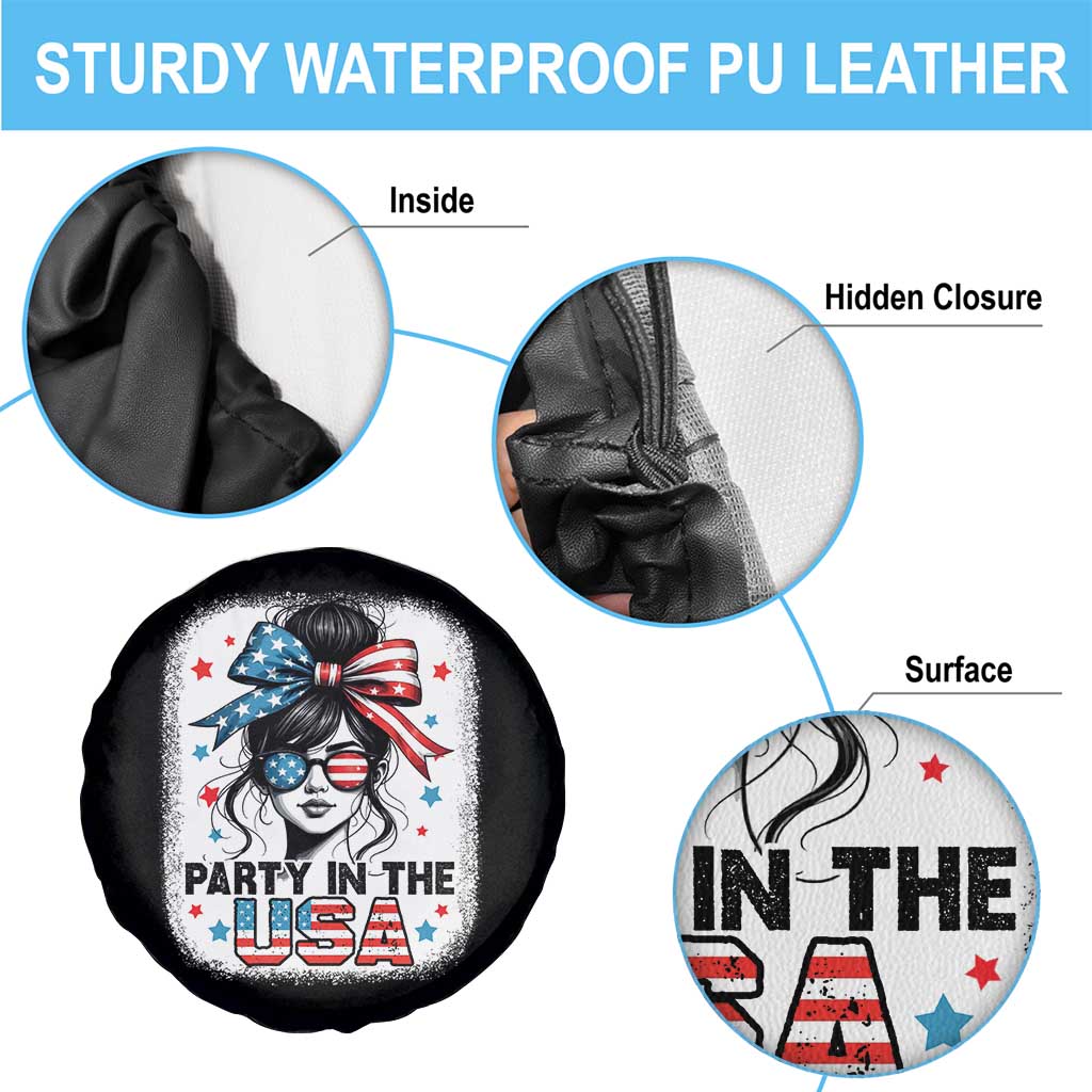 Party In USA Girls 4th of July Spare Tire Cover Messy Bun USA TS10 Print Your Wear