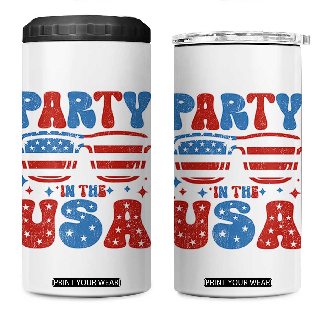 Party in The USA 4 in 1 Can Cooler Tumbler 4th of July Independence Day TS10 One Size: 16 oz White Print Your Wear