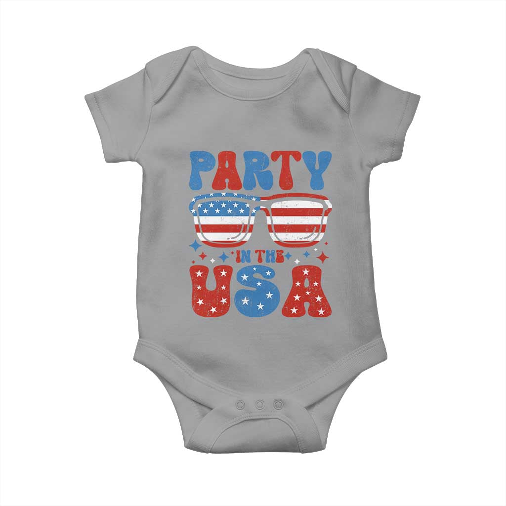 Party in The USA Baby Onesie 4th of July Independence Day TS10 Sport Gray Print Your Wear