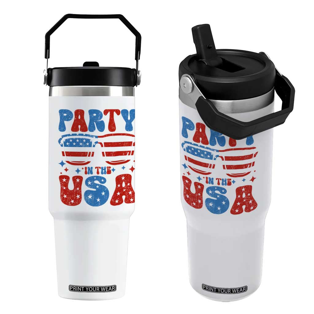 Party in The USA Flip Straw Tumbler 4th of July Independence Day TS10 One Size: 30 oz White Print Your Wear