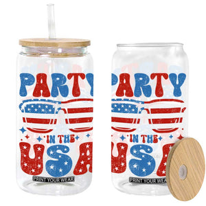 Party in The USA Glass Can 4th of July Independence Day TS10 White Print Your Wear
