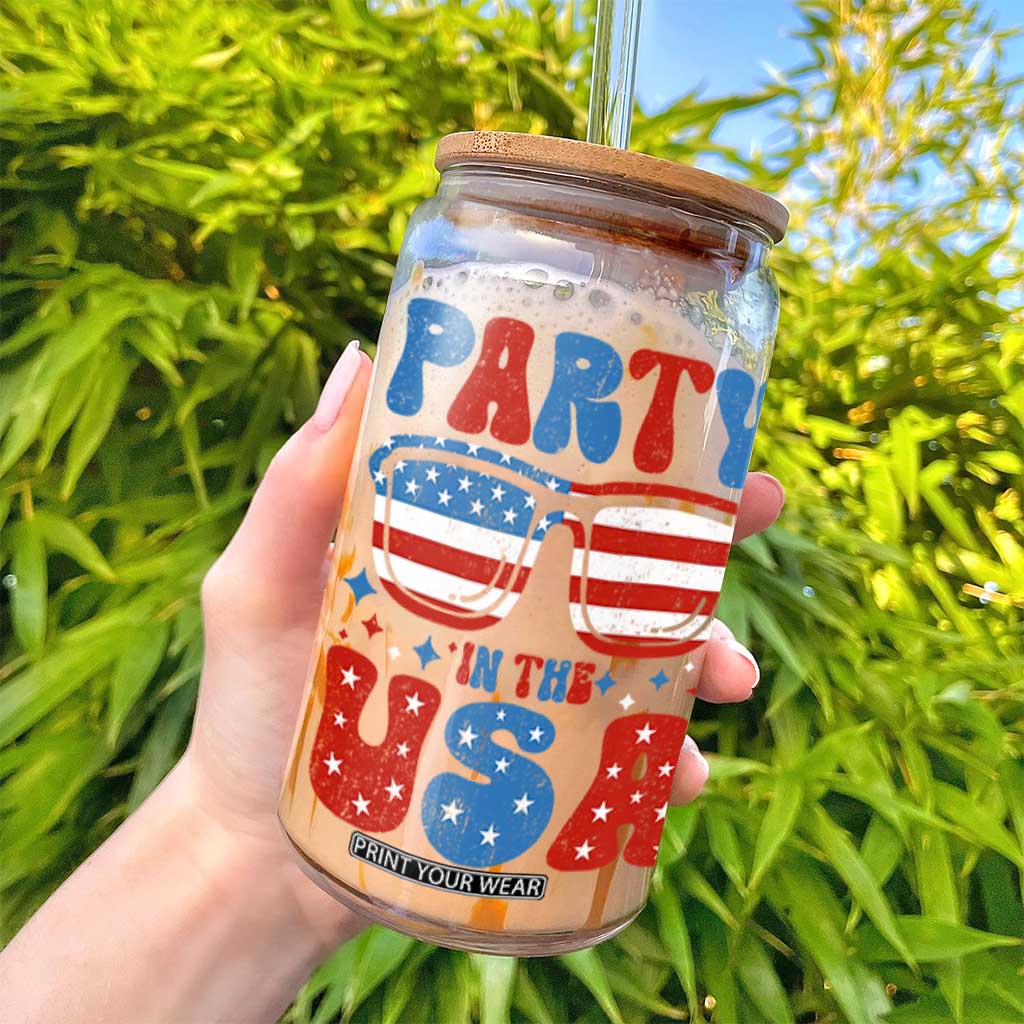 Party in The USA Glass Can 4th of July Independence Day TS10 Print Your Wear