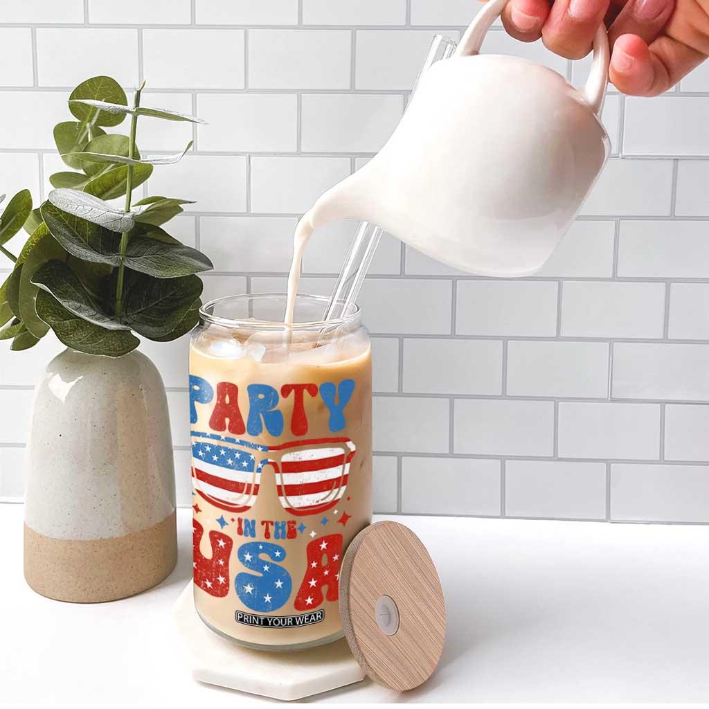 Party in The USA Glass Can 4th of July Independence Day TS10 Print Your Wear