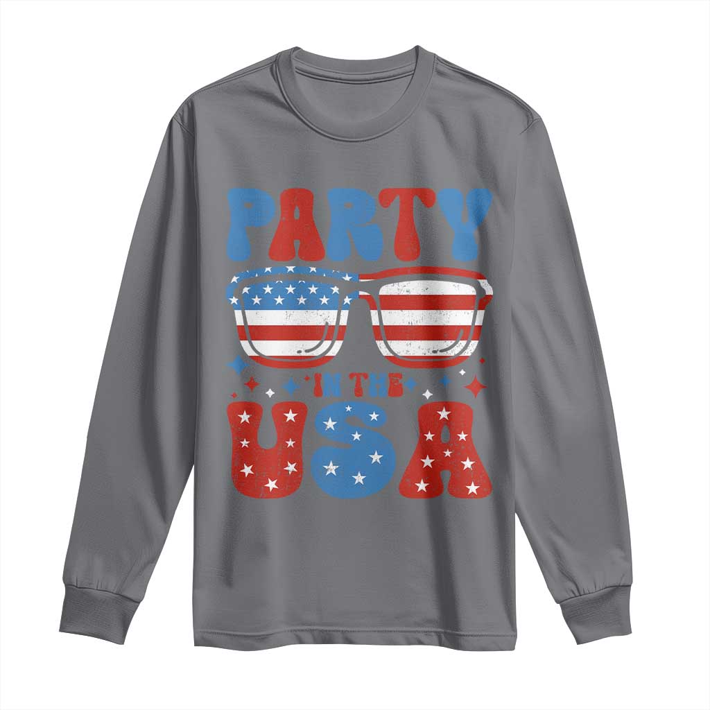 Party in The USA Long Sleeve Shirt 4th of July Independence Day TS10 Charcoal Print Your Wear