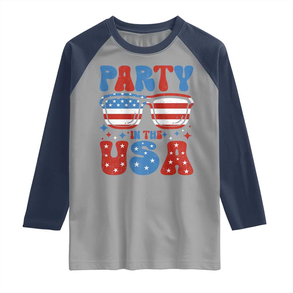 Party in The USA Raglan Shirt 4th of July Independence Day TS10 Sport Gray Navy Print Your Wear