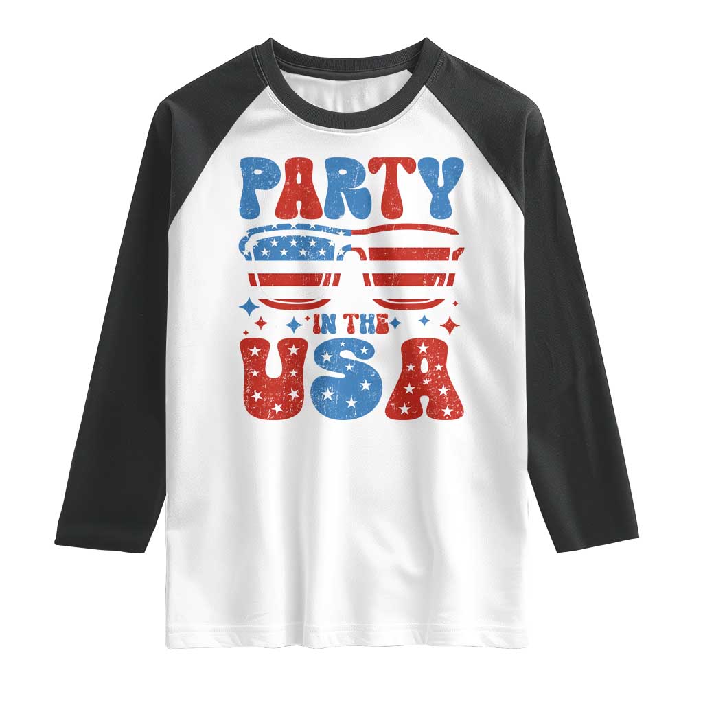 Party in The USA Raglan Shirt 4th of July Independence Day TS10 White Black Print Your Wear