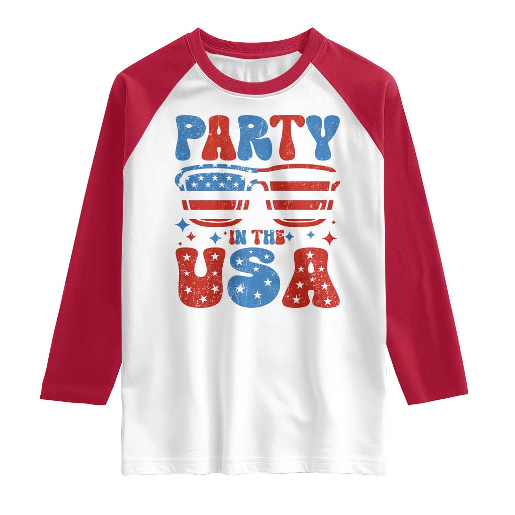 Party in The USA Raglan Shirt 4th of July Independence Day TS10 White Red Print Your Wear